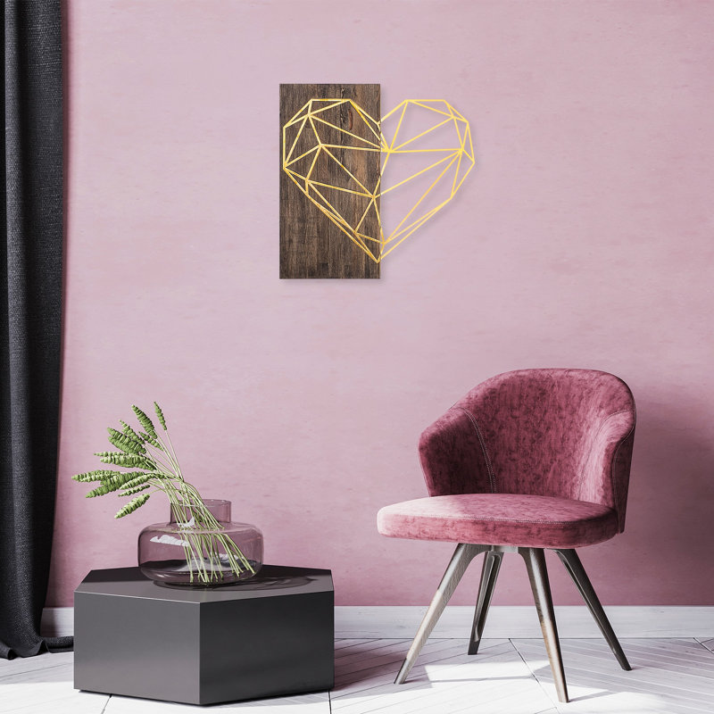 Décoration murale en bois, Noyer / doré