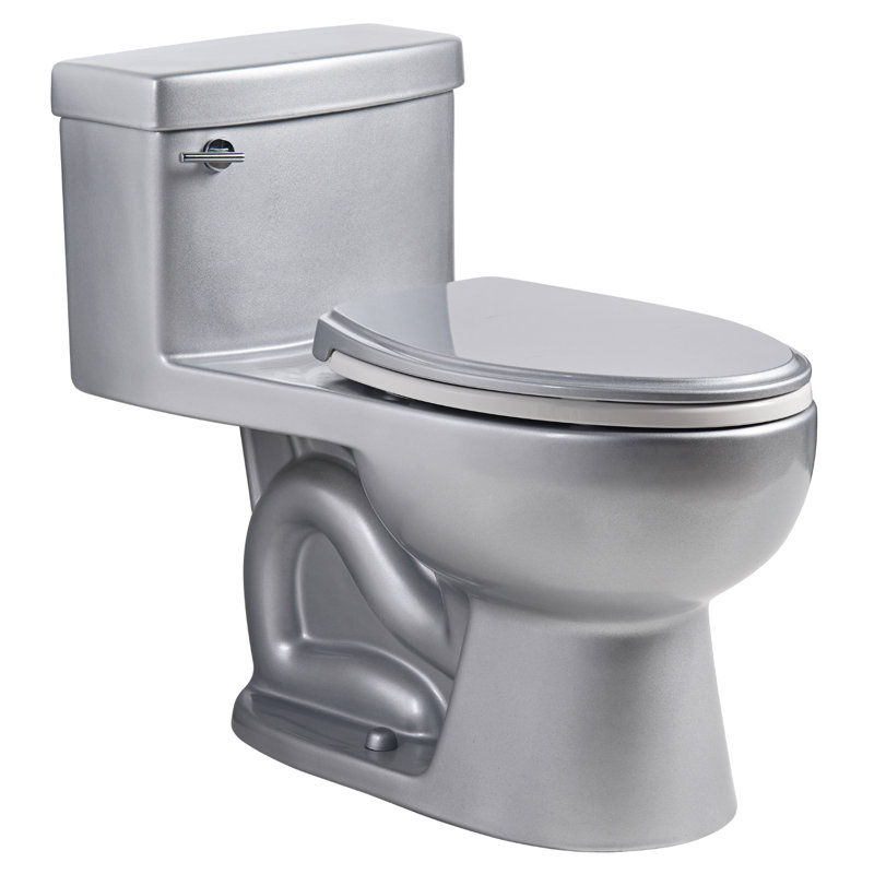 Colored One-Piece Toilet With Round Base, Elongated Toilet Bowl 17” ADA Seat Height, 1.28 GPF Single Flush, 12” Rough-In