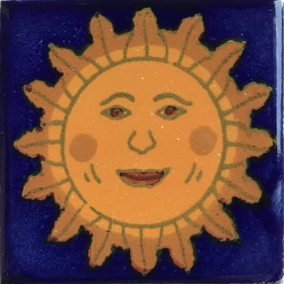 2" x 2" 36pcs TalaMex Sun Face Talavera Mexican Tile