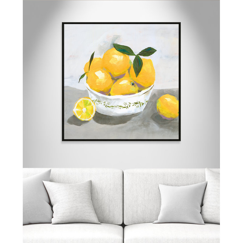 Hayons Lemons par Isabelle Z - reproduction, H 37,5 po x l 37,5 po x P 2 po, Toile avec cadre espresso