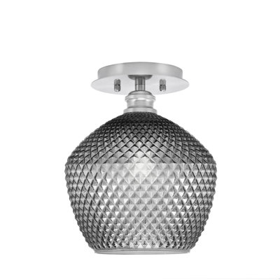 1 lumière semi-encastrée Edge avec verre texturé fumée 9 po Edge