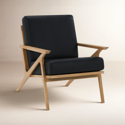 Mads Oak Genuine Leather Armchair