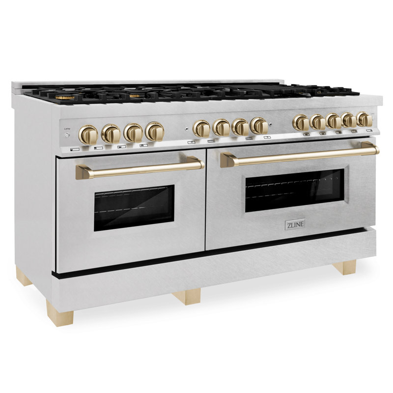 ZLINE Autograph 60" Legacy Dual Fuel Range, Satin Stainless Steel/Gold