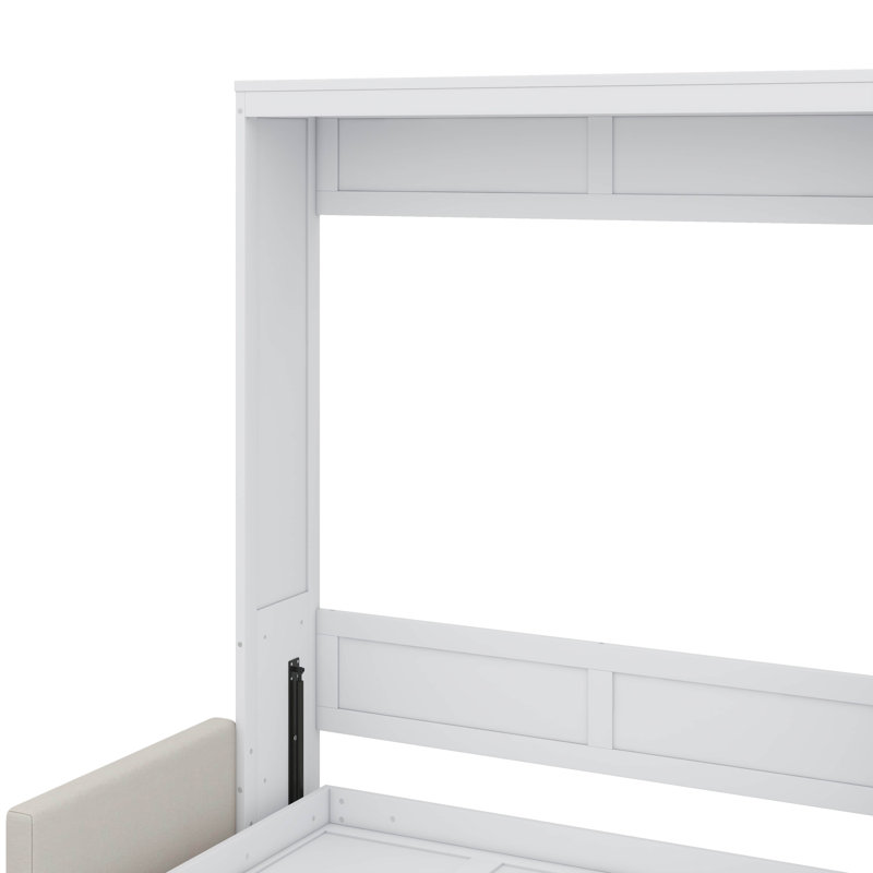 Lit escamotable double pleine grandeur avec coussin, Lit double, Blanc