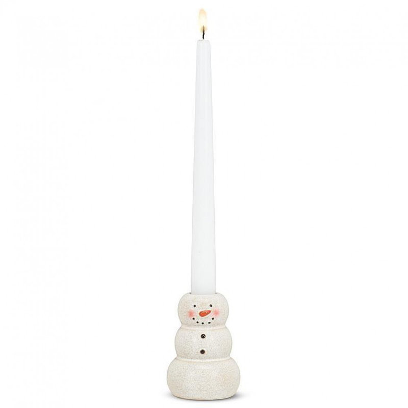 Happy Snowman Taper Candle Holder