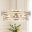 Lustre 8 lumières 33 po avec abat-jour en verre martelé transparent, finition laiton antique Aaron-876289217-885352156