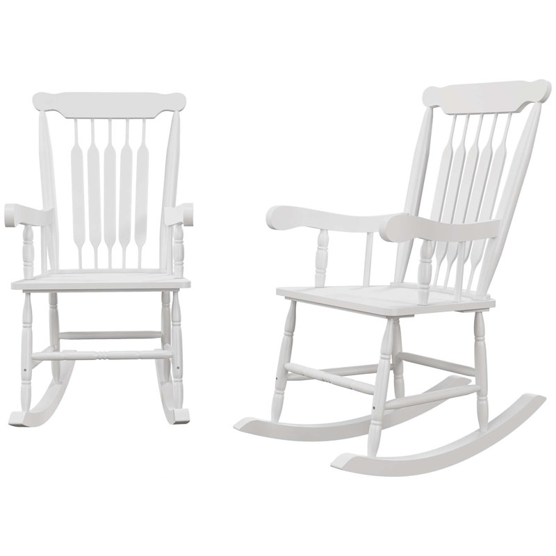 Ensemble de 2 chaises berçantes d'extérieur en bois pour le jardin, le patio et le balcon, Noir