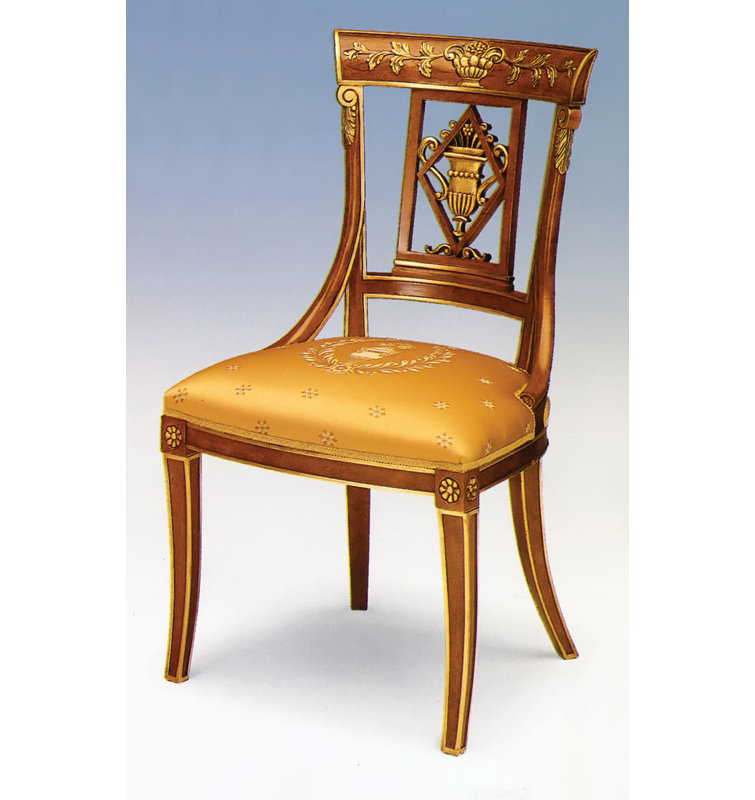 Queen Anne Back Side Chair in Gold/Brown