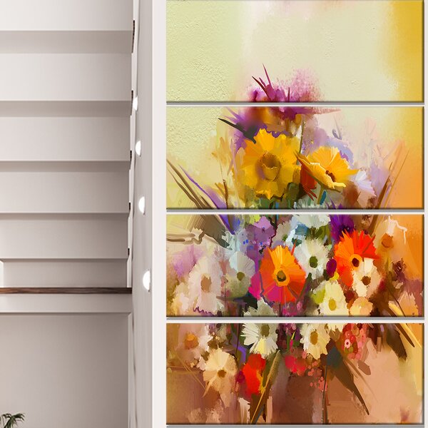 DesignArt Hand Painted Bouquet Of Flowers On Canvas Print | Wayfair