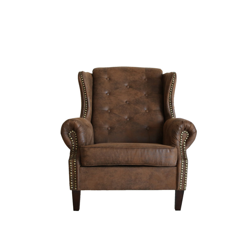  Chesterfield Wingback Armchair, Brown