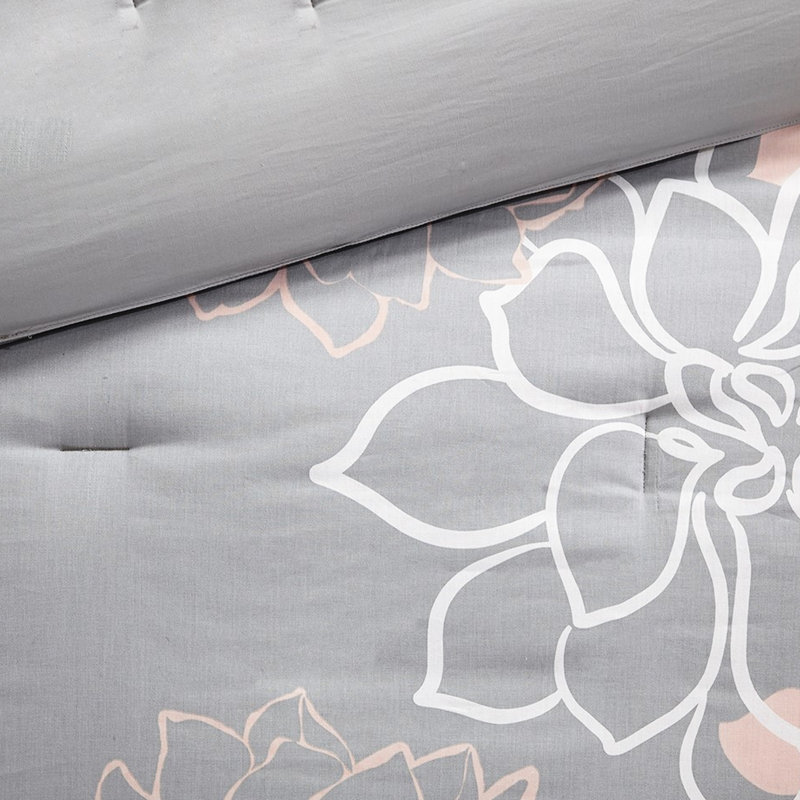 Édredon imprimé en coton pour très grand gris / pêche - belle fleur, literie, coussins décoratifs, rembourrage, 3 tissus élégants