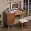Coiffeuse de style rétro bohémien, bureau Vantiy avec miroir et lumières DEL, coiffeuse avec plateau rabattable-559842654