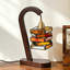 Petite lampe de table moderne en bois massif brun avec abat-jour en verre pour le salon de la chambre à coucher, ampoule incluse