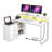 55'' L-Shape Computer Desk With LED Lights, Power Outlets & Drawer Shelves-419479128
