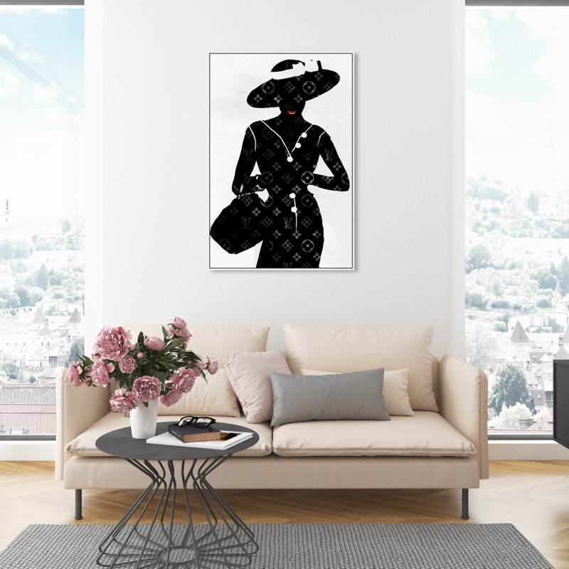 " Fashion And Glam>Portraits>Hat ", White Framed, 30" H x 45" W x 1.5" D