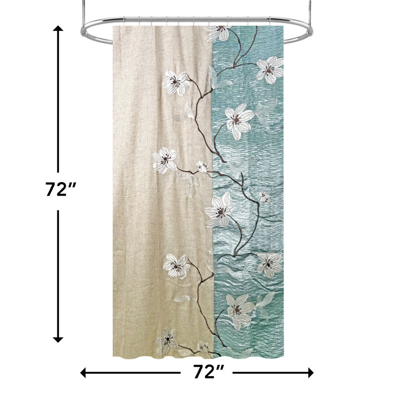 Rideau de douche Magnolia, Bleu, H 72 po x l 72 po