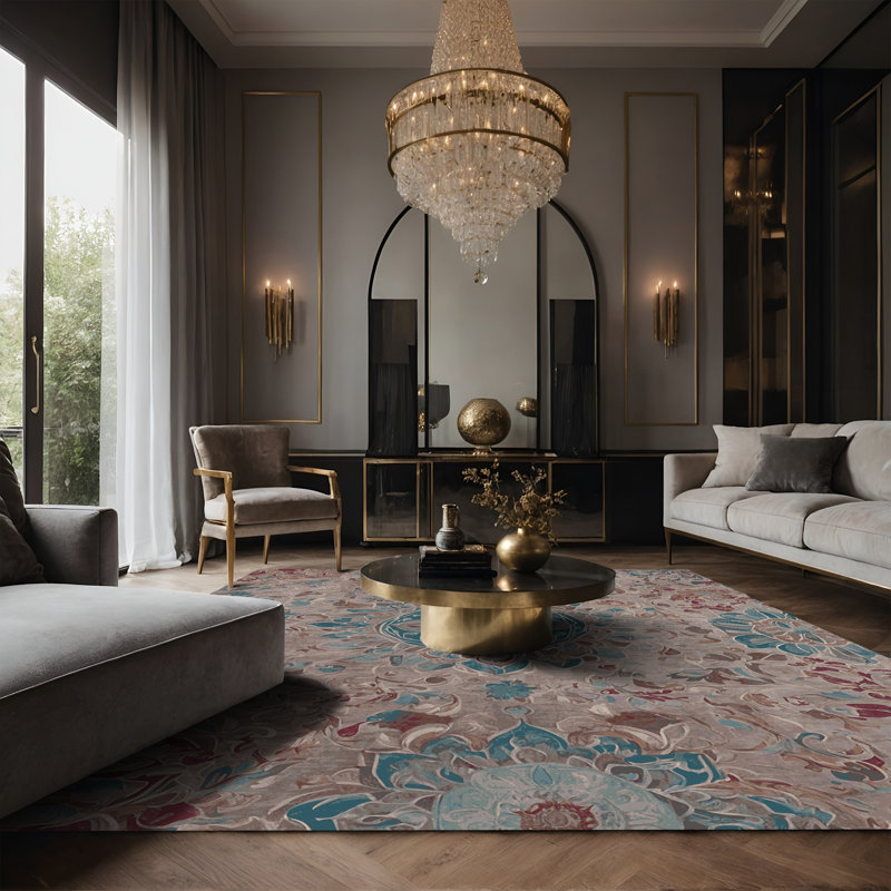 Tapis gris soyeux et moelleux, Rectangle 8 pi x 10 pi