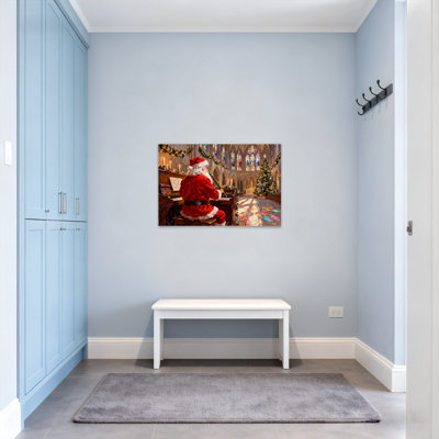 Christmas Santa Playing Piano In Church Christmas Scene