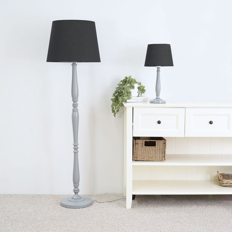 Arialdo 156cm Traditional Floor Lamp, Matte Grey, Black
