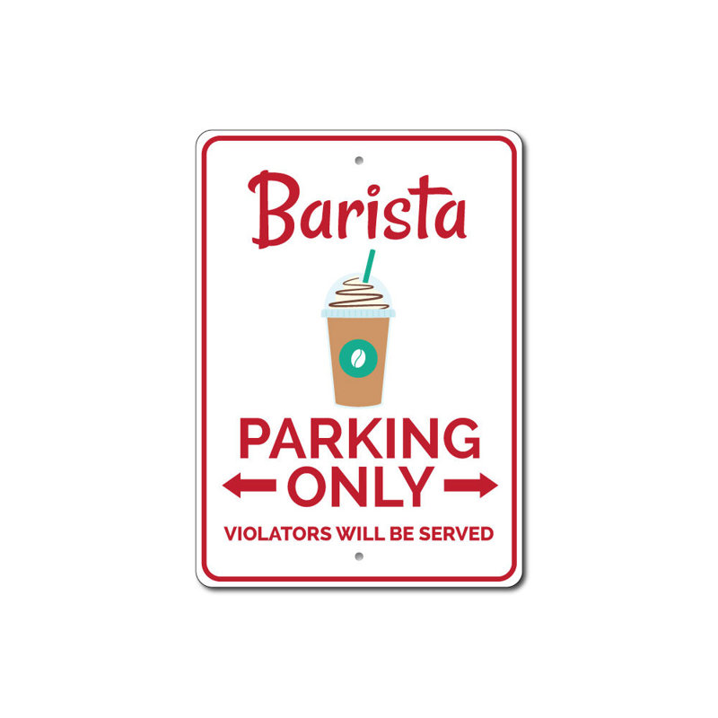Enseigne de barista, H 10 po x l 14 po x P 0,04 po