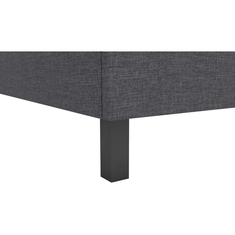 Lit tapissier standard à profil bas Sarene, Double, Gris