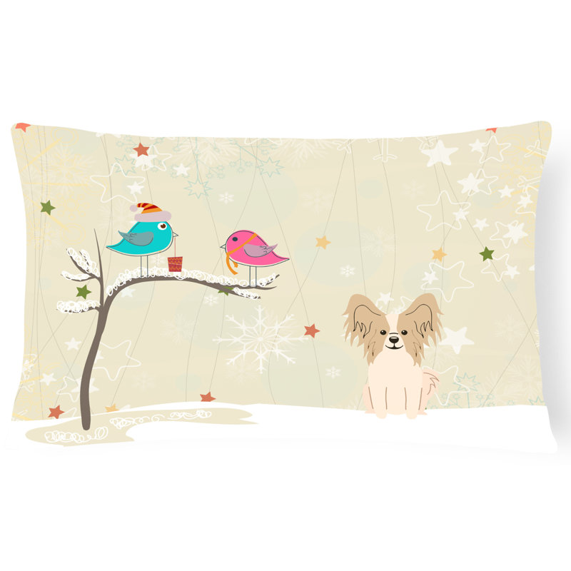 Coussin lombaire intérieur/extérieur modern christmas, Sable / Blanc