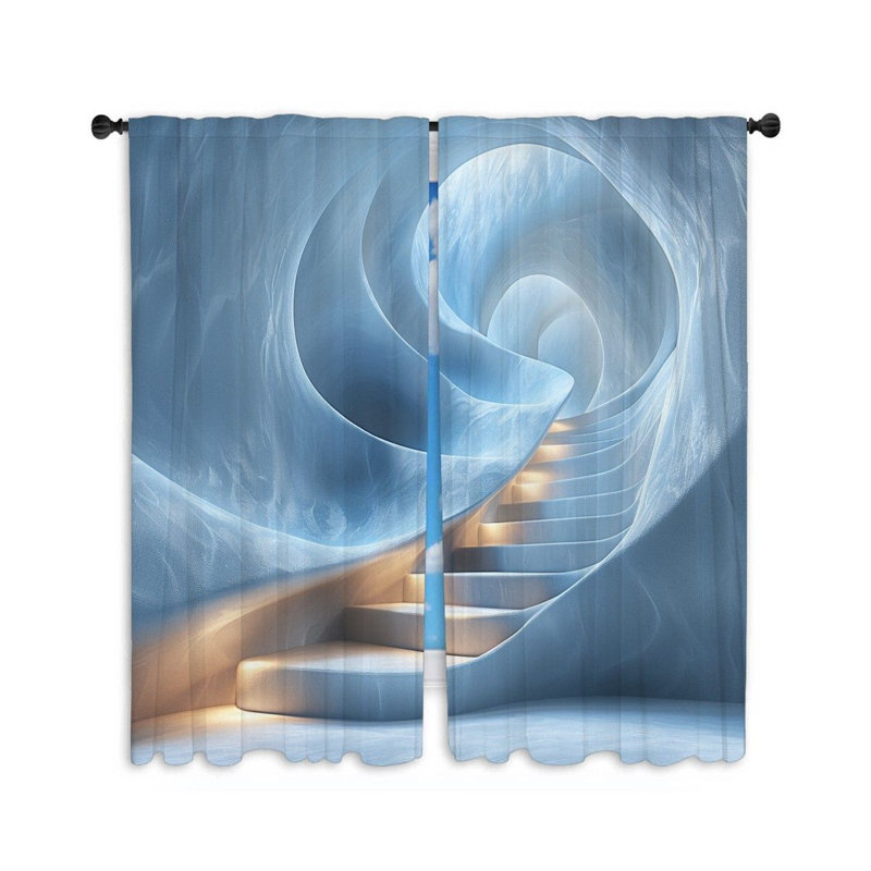 Rideaux en spirale avec escalier en colimaçon, L 40 po x L 54 po