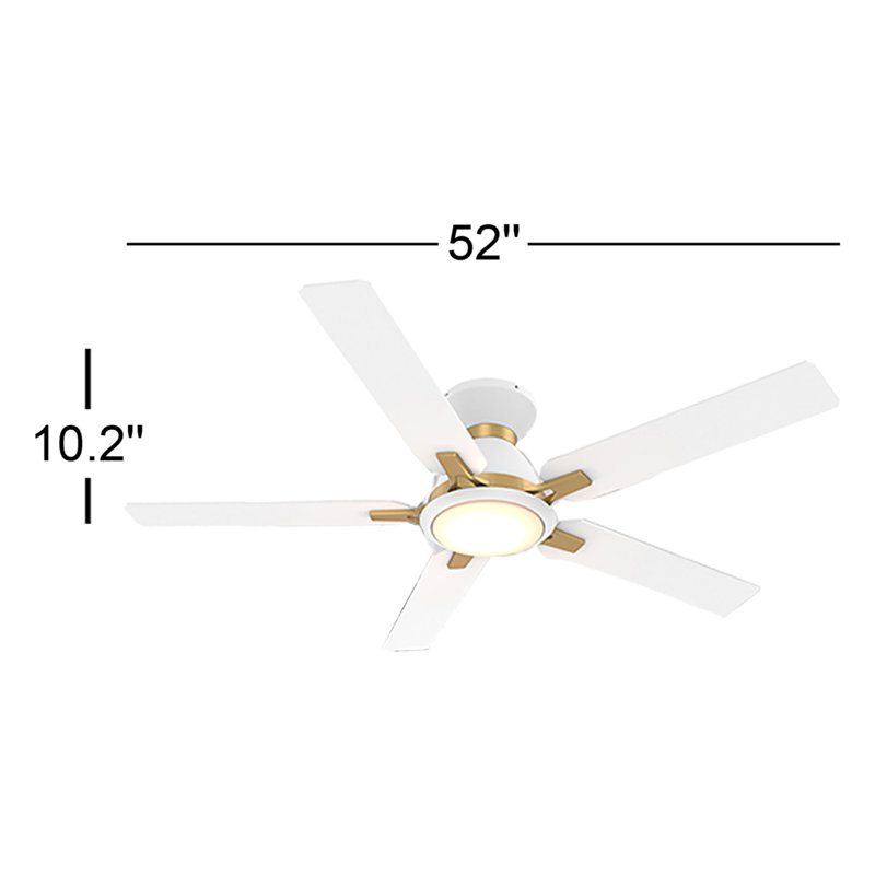  52" Smart Flush Mount Ceiling Fan with LED Lights, Remote Control