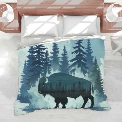 Édredon Bison In Forest Scene