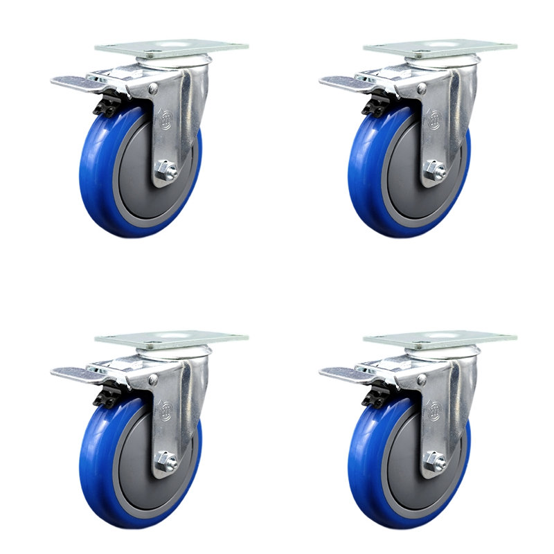 Ensemble de roulettes pivotantes Cambro, Bleu