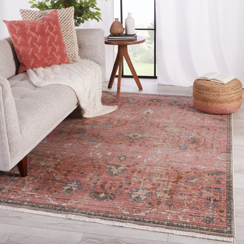Tapis oriental rose / gris / beige Finnuala, Rectangle 8 pi x 10 pi 6 po