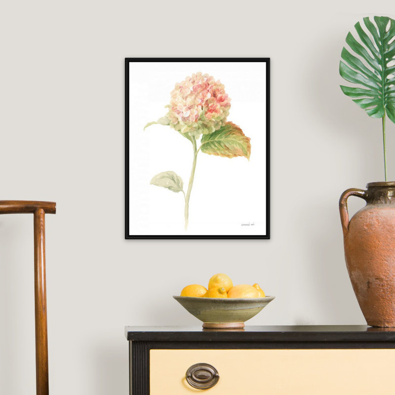 «Floursack Florals on White V», reproduction sur toile, Cadre flottant noir, H 22 po x l 18 po x P 1,75 po