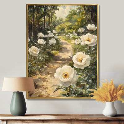 Genora, pivoines à la ferme, chemin I - pivoines, art mural encadré