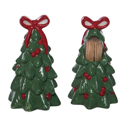Dolomite Tree Toothpick Holder, Green, Ceramic, Table, Kitchen, Christmas, Tabletop, Toothpick Holder