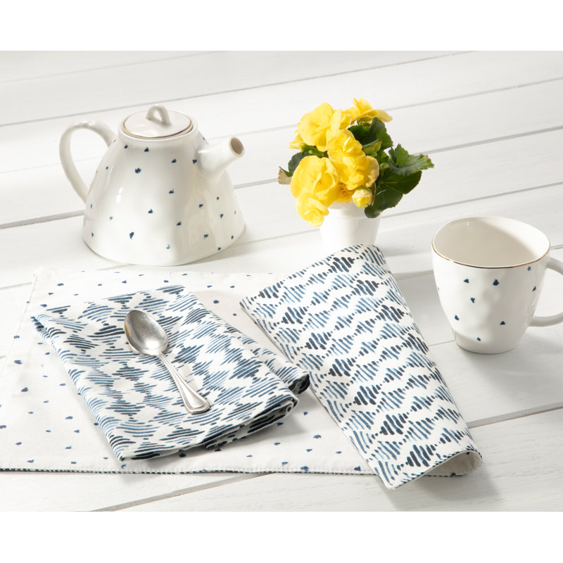 Lenox Blue Bay Napkin, Geometric Shapes, White