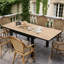 Table de salle à manger extensible pour l'extérieur avec structure en aluminium et conception à lattes pour une utilisation polyvalente et durable