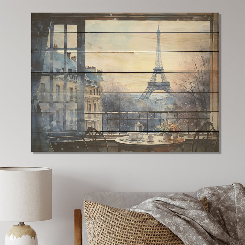 Gris, rue urbaine parisienne II - Paris sur impression sur bois, H 30 po x l 40 po x P 0,78 po