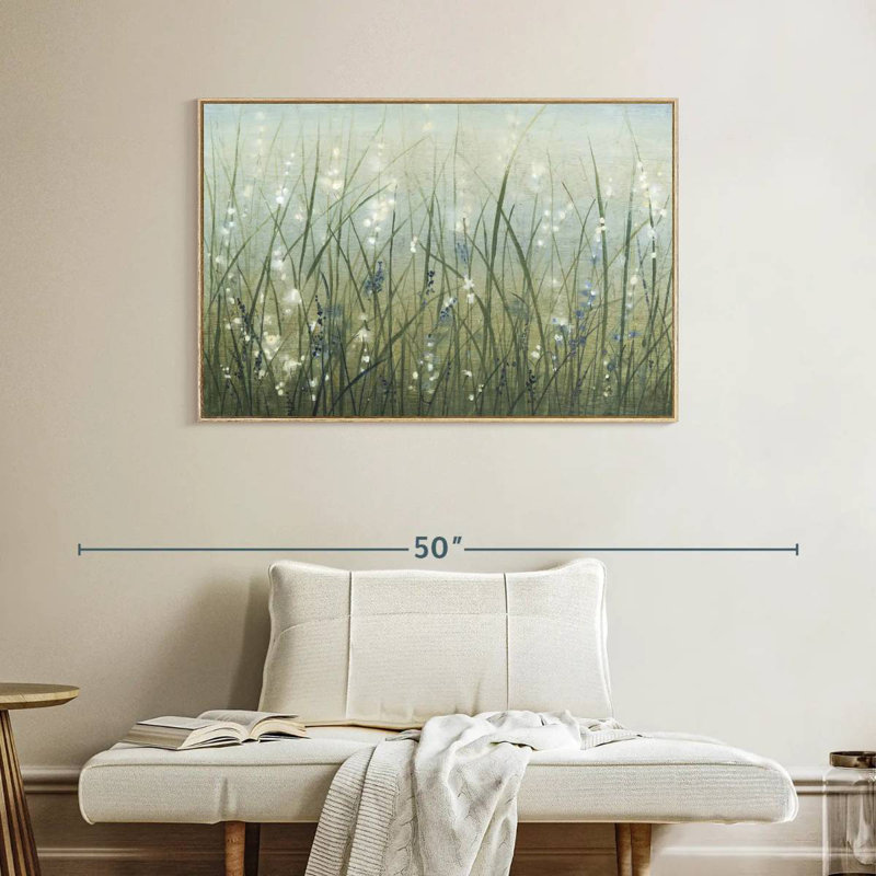 Meadow Bliss I, Cadre flottant en bois naturel, 40 po x 27 po