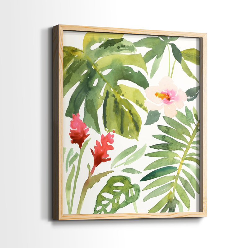 «Tropical Farrago I», reproduction encadrée de qualité supérieure - prête à être accrochée - aucun clou requis - aucun clou requis