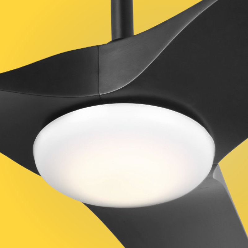 Gossamer Color-changing Indoor/Outdoor Ceiling Fan with Light and Remote (3-Blade), Matte Black with Matte Black Blade