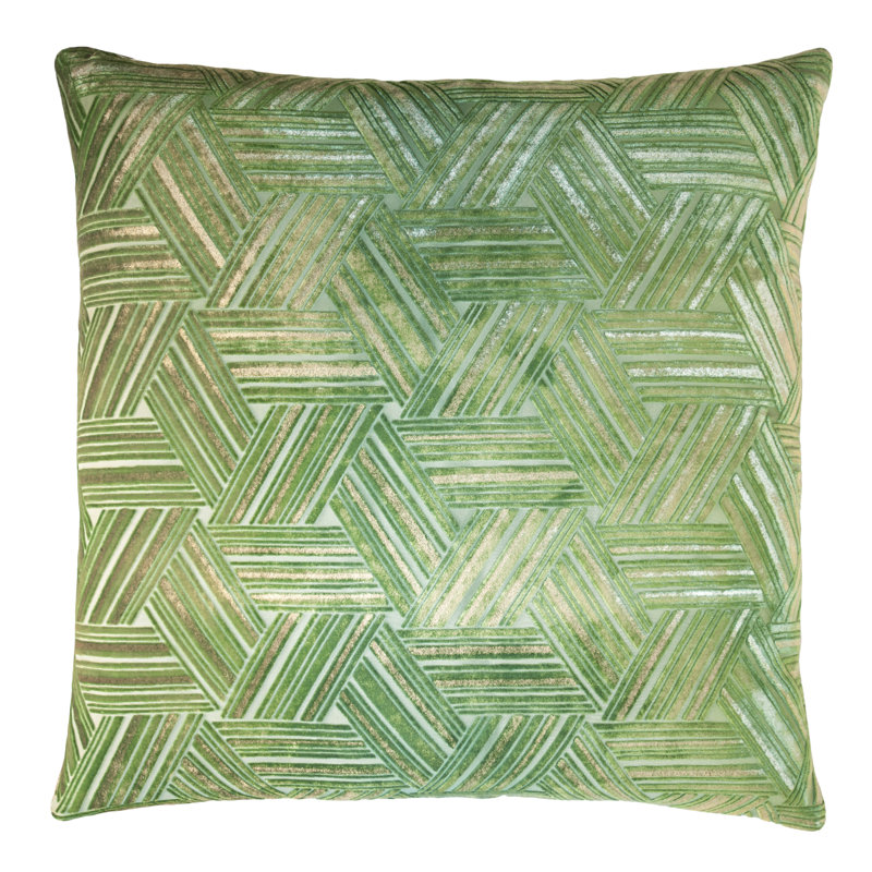 Entwined Square Velvet Pillow Cover & Insert, Grass, 18" x 18"