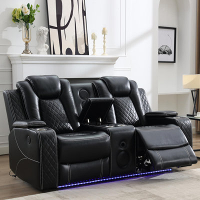 Power Loveseat Recliner Couch with Bass Speakers and LED Lights