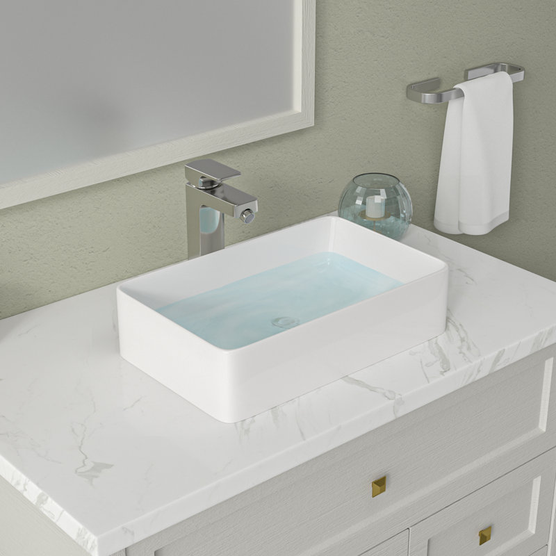 Mocoloo 24"L x 14"W Black Ceramic Bathroom Vessel Sink Rectangular Porcelain Bathroom Basin(No Base), 21" L x 14" W