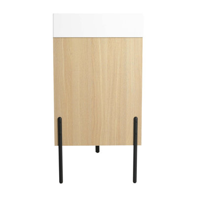 Ensemble de meuble-lavabo de salle de bain avec lavabo simple en résine, ensemble d'armoires de rangement modernes 4 portes, bois massif multicouche