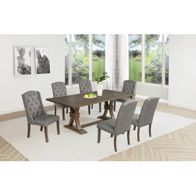 Ensemble de salle à manger de style traditionnel avec chaises d'appoint capitonnées