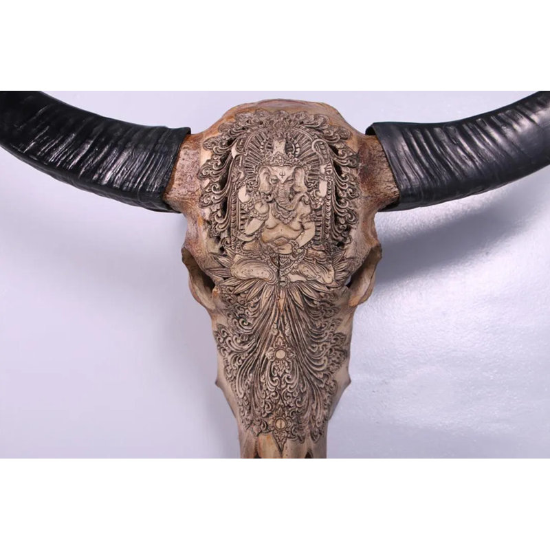 Bull Skull Life Size Statue, Brown