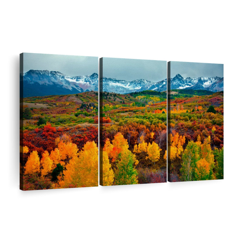 " Colorado Autumn Landscape Canvas Print " 3 - Pieces, 28" H x 45" W
