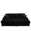 Canapé 3 places en velours côtelé de 213 cm avec coussins de dossier, 2 coussins décoratifs pour un confort optimal dans le salon, repose-pieds avec rangement et porte-gobelets, canapé à assise profonde et confortable