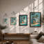 Turquoise Beach Hut Coastal - Framed Print-548640892-548640893