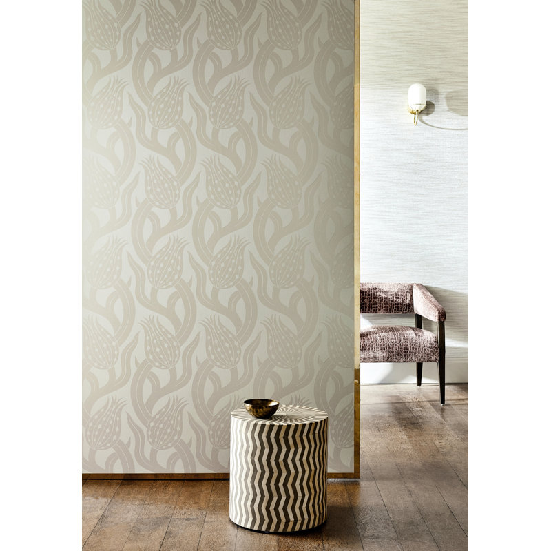 Persian Tulip Wallpaper, Silver